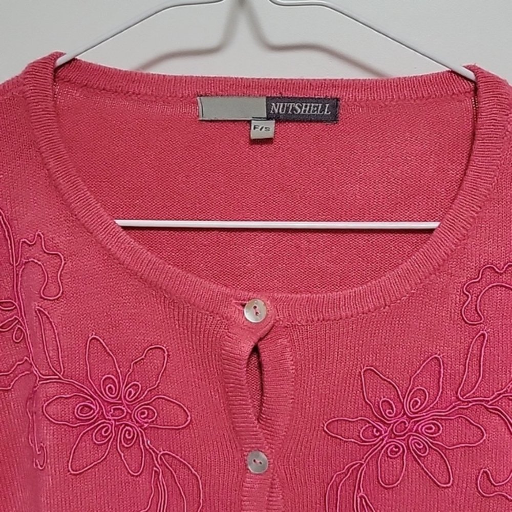 NEW Baby Pink Embroidered Cardigan - Picture 3 of 6